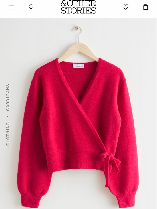 & Other Stories Sweaters - & Other Stories Red Wrap Tie Wool-Blend Cardigan